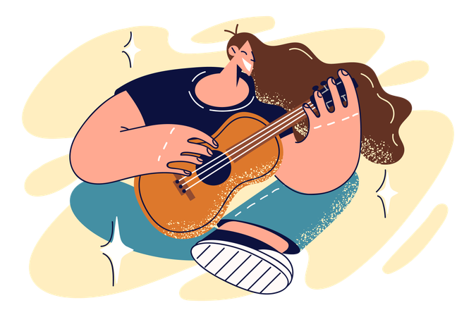 Frau spielt Gitarre  Illustration