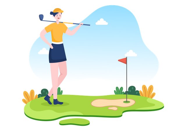 Frau spielt Golf  Illustration