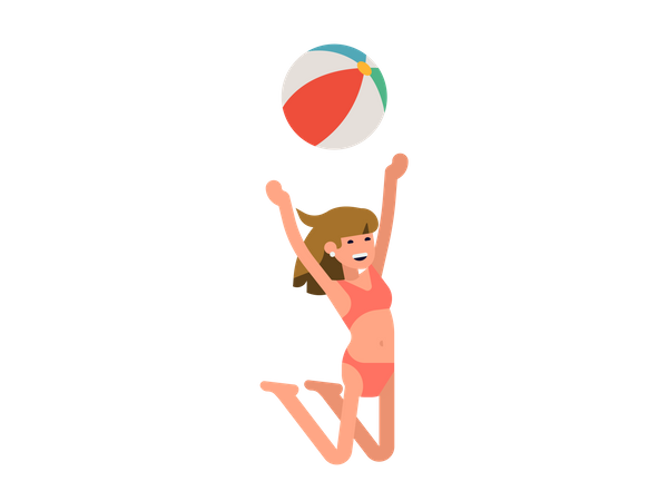 Frau spielt mit Wasserball  Illustration