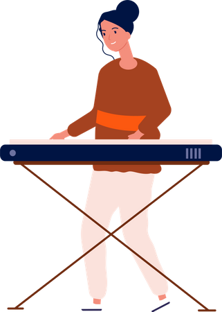 Frau spielt Synthesizer  Illustration