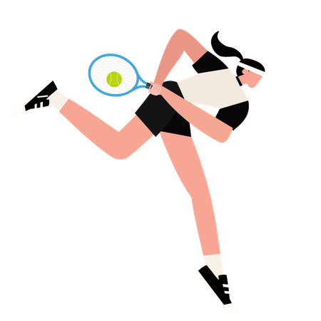 Frau spielt Tennis im Wettkampf  Illustration