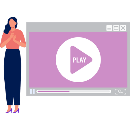 Frau spielt Video auf LCD ab  Illustration