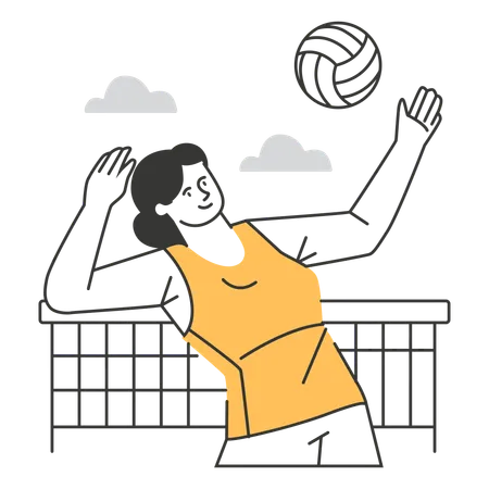 Frau spielt Volleyball  Illustration