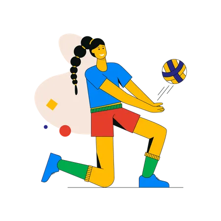 Frau spielt Volleyball  Illustration