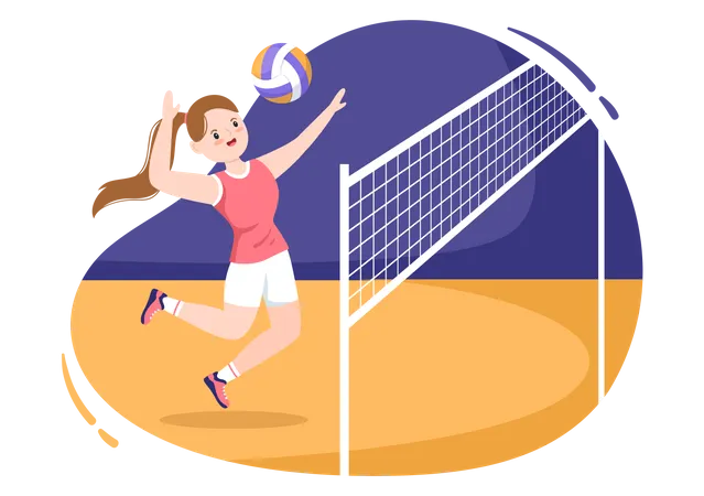 Frau spielt Volleyball  Illustration