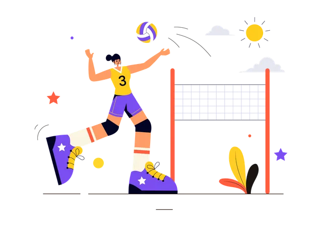 Frau spielt Volleyball im Turnier  Illustration