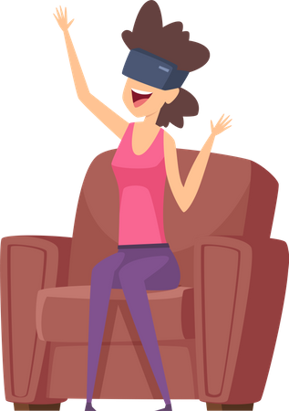 Frau spielt VR-Spiel  Illustration
