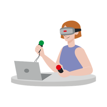 Frau spielt VR-Spiel  Illustration