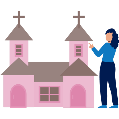 Frau spricht über christliche Kirche  Illustration