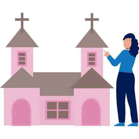 Frau spricht über christliche Kirche  Illustration