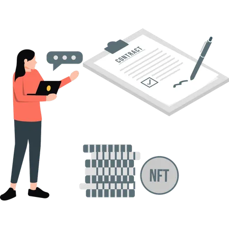 Frau spricht über Geschäftsvereinbarung  Illustration