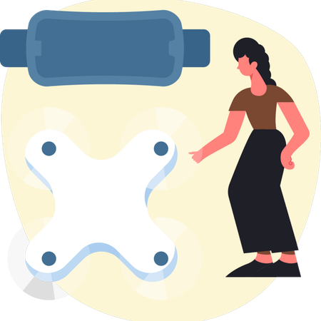 Frau spricht über VR-Brille  Illustration