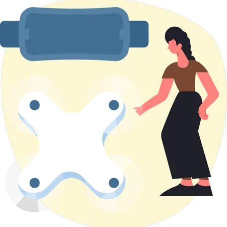 Frau spricht über VR-Brille  Illustration