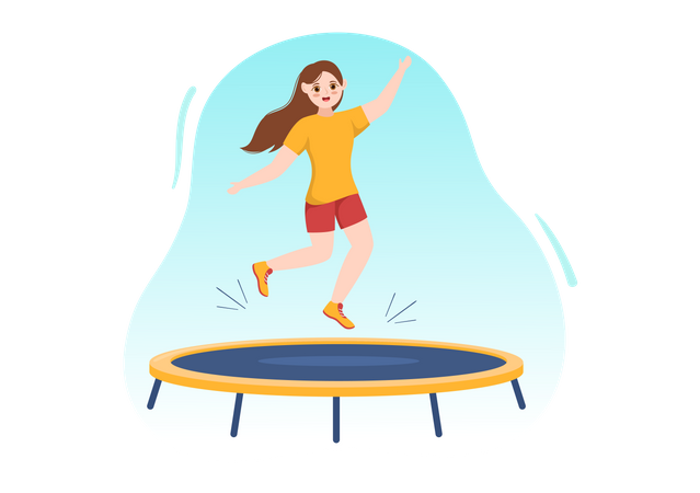 Frau springt auf Trampolin  Illustration