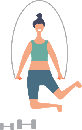 Frau springt mit Seil  Illustration
