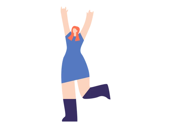 Frau steht in Tanzpose  Illustration