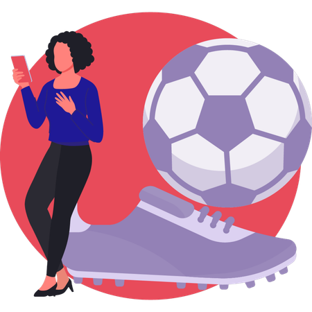 Frau steht neben Fußballschuhen  Illustration