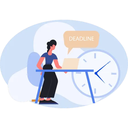 Frau auf der Suche nach Einhaltung einer Deadline  Illustration