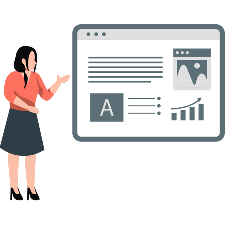 Frau sucht Geschäftsfortschritt  Illustration