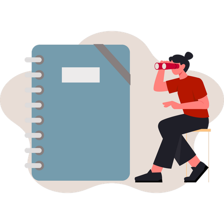 Frau sucht Lernbuch  Illustration