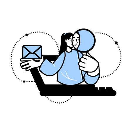 Frau sucht nach E-Mail  Illustration