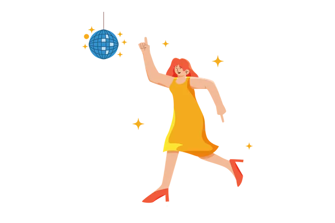 Frau tanzt auf einer Party  Illustration