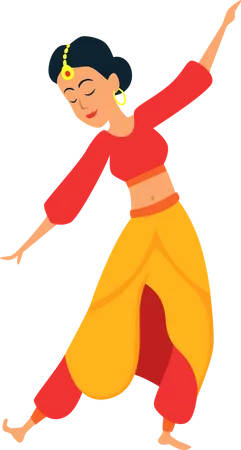 Frau beim Bharatnatyam-Tanz  Illustration