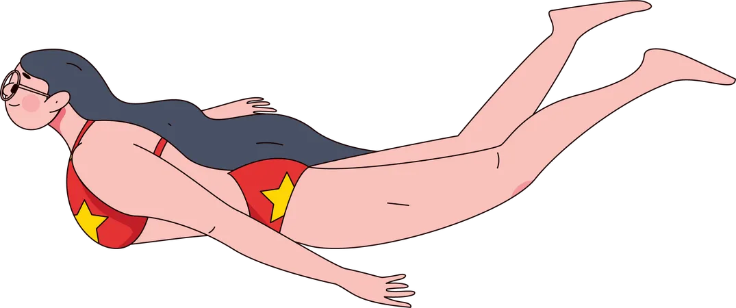 Frau taucht im Ozean  Illustration