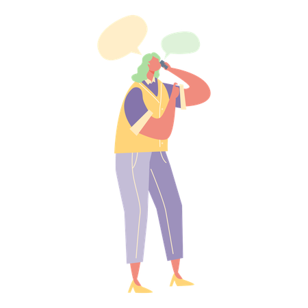 Frau spricht am Telefon  Illustration