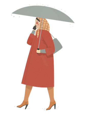 Frau spricht am Telefon  Illustration