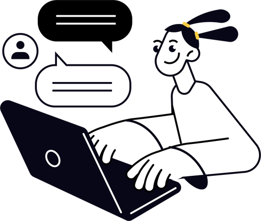 Frau tippt Nachricht online Illustration