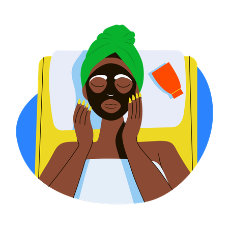 Frau trägt Gesichtsmaske auf  Illustration