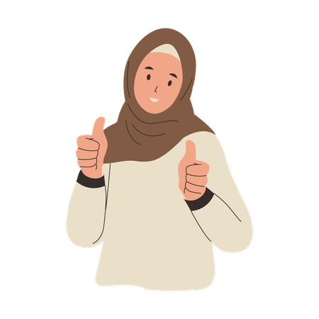 Frau mit Hijab zeigt Daumen hoch  Illustration