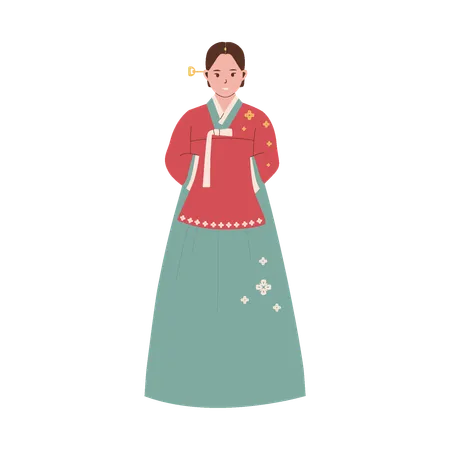 Frau trägt koreanische Tracht  Illustration