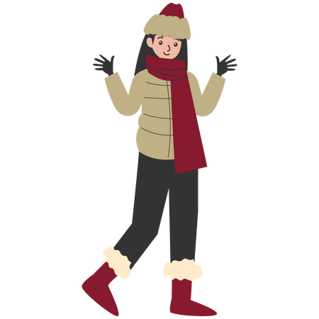 Frau trägt Winterkleidung  Illustration