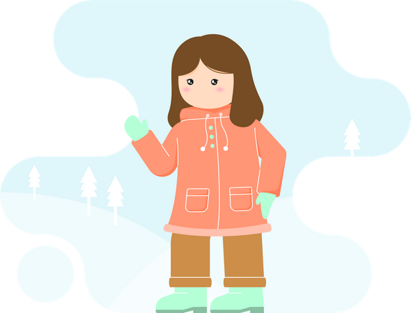 Frau trägt Winterkleidung  Illustration