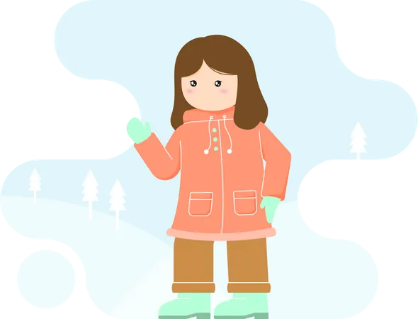 Frau trägt Winterkleidung  Illustration