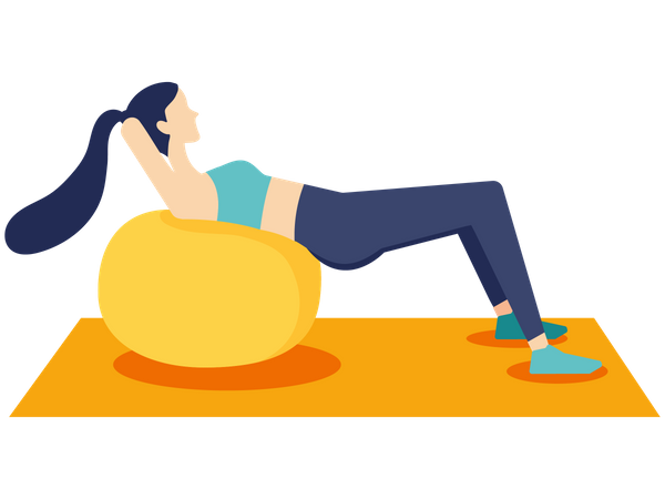 Frau trainiert auf Gymnastikball  Illustration