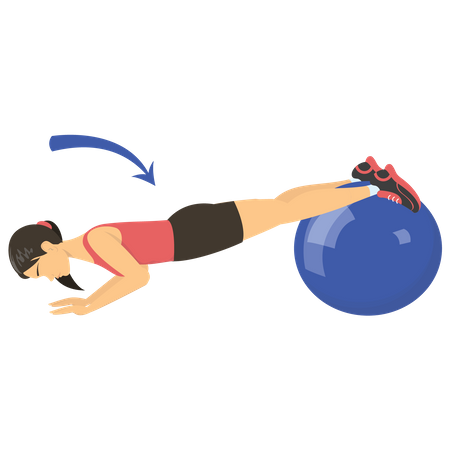 Frau trainiert auf Gymnastikball  Illustration