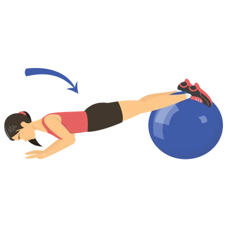 Frau trainiert auf Gymnastikball  Illustration