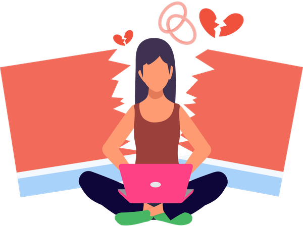 Frau zerlegt Text  Illustration