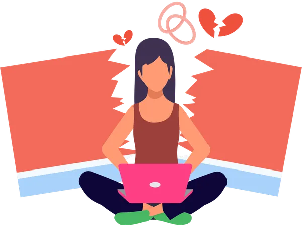Frau zerlegt Text  Illustration