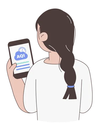 Frau überprüft AQI auf Smartphone  Illustration