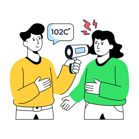 Frau überprüft Körpertemperatur  Illustration