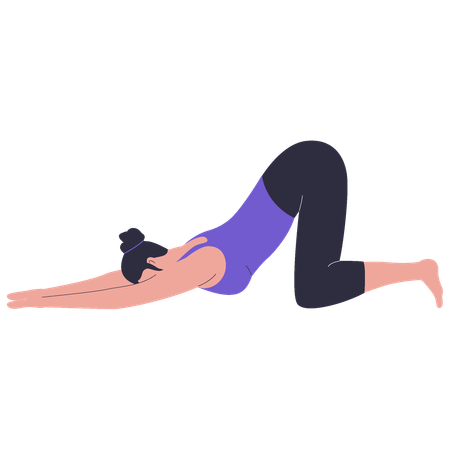 Frau praktiziert Yoga-Pose mit Katze  Illustration