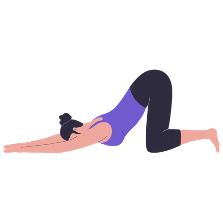 Frau praktiziert Yoga-Pose mit Katze  Illustration