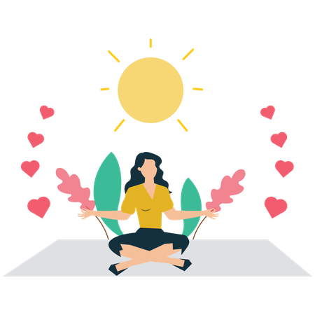 Frau übt sich jeden Morgen in Dankbarkeit  Illustration