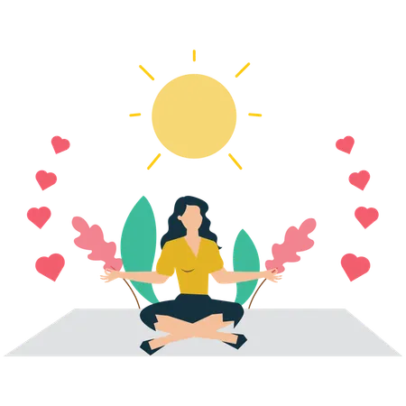 Frau übt sich jeden Morgen in Dankbarkeit  Illustration