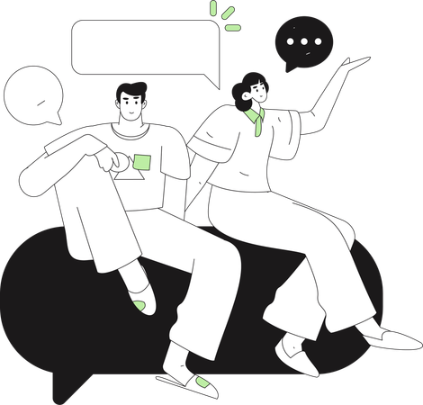 Frau und Mann chatten in sozialen Medien  Illustration