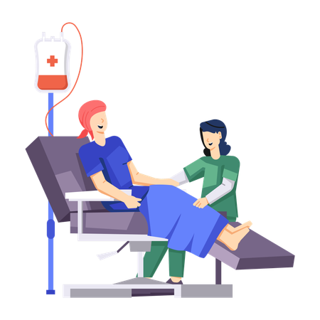 Frau unter Chemotherapie  Illustration